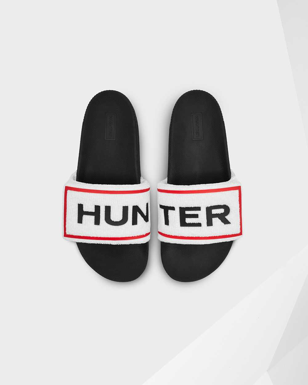 Hunter Women's Original Terry Towelling Logo Adjustable Slides White,HDTS05261